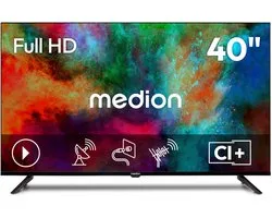 MEDION 100.3 cm 40" Full HD TV Triple Tuner DVB-T2 HD DVB-C DVB-S2 2x HDMI USB sleeptimer mediaspeler VESA CI+, MD840002 | Geïntegreerde mediaspeler, CI+, DVB-T2/C/S2, tweede tv, MD 840002