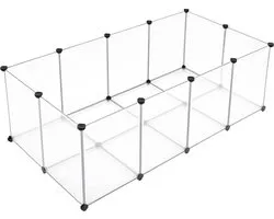 Hoppa! Parc d'exercice pour animaux de compagnie avec fond, 20 panneaux, cage de clôture de DIY pour petits animaux, cochons d'Inde, hamsters, lapins, enclos et caisse pour animaux de compagnie, blanc