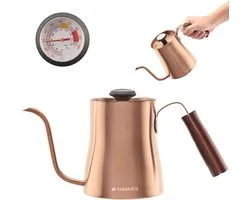 Gooseneck Kettle 1L - Perfect for Pour Over Coffee and Tea - Integrated Thermometer - Stainless Steel