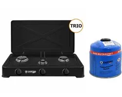 Camping kookpit/kookstel - 3 pits - inclusief butaangas navulling - 500 gram - buiten leven