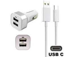 OneOne auto oplader met 2 poorten + 1,0m sterke USB C kabel. Krachtige 24 Watt autolader past op Nintendo New Switch, Switch, Switch Lite, Mario Kart Live: Home Circuit, Game en Watch, Pok©ball Plus