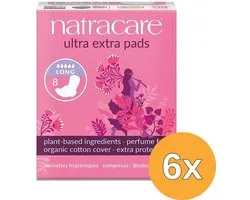 6x Natracare Maandverband Ultra Extra Pads Long (8 stuks)