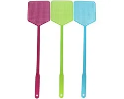 Gerimport vliegenmeppers set van 3x stuks - plastic - 46 cm - kleurenmix - anti insecten middelen - vliegen/muggen/wespen