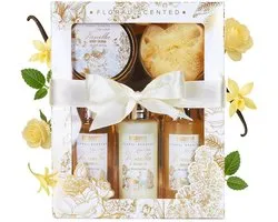 BRUBAKER Cosmetics Bad en Body Set - Vanille Rozen Munt Geur - Cadeautip Vrouw - Cadeau Idee - 5-delige Cadeauset - Cadeau - Moederdag Cadeautje