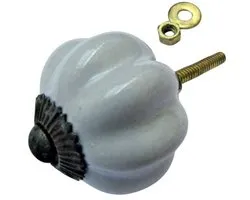Duck Egg Blue Ceramic Pumpkin Cabinet Knob 40mm by Ironmongery World