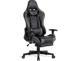 FOXSPORT Chaise de jeu - Chaise de Gaming - Chaise de Gaming - Chaises de bureau - Chaise de bureau avec coussin de nuque et coussin de dossier réglable - Hauteur d'assise réglable - Accessoires de Gaming - Avec supports de jambes - Zwart