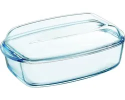 Pyrex - Essentials Schaal Rechthoek met Deksel 4,5 liter - Transparant