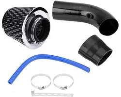 Dailygoods - 76mm Cold Air Intake Filter - Aluminium Induction Hose Pipe Kit - Zwart Carbon Fiber - Universele Pasvorm - Auto Accessoire - 76 mm