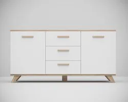 Meubel Square - Dressoir SINDI - Wit / Eiken - 150cm - Scandinavische stijl - Commode - Kast