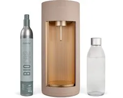 Mysoda Glassy Latte - design bruiswatertoestel gemaakt van ecologisch biocomposiet & aluminium - incl cilinder en 1 glazen fles