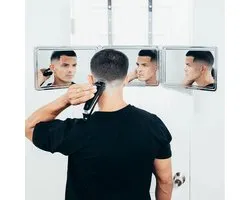 SELF-CUT SYSTEM: Perfecting self-care - Black Lambo 3-way mirror with free educational mobile app