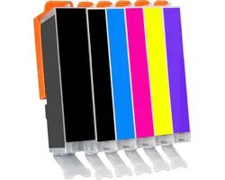 Cartouches d'encre Compatible pour Canon PGI-580XL / CLI-581XL | Multipack de 6 cartouches d'encre (+1 Photo Blue) pour Pixma TS8150, TS8151, TS8152, TS8250, TS8251, TS8252, TS8350, TS9150, TS9155, TS9550, TS9551