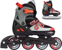 Nijdam Skates Combo Ajustable - Red Raider - Noir / Rouge / Gris - 29-32