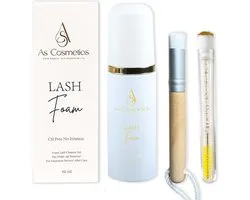 AS cosmetics -Vernieuwd Lash Foam Shampoo 60ML Complete Set - OLIEVRIJ - Wimper Extentions - Wimperlifting - Make-up Reiniger- Inbegrepen Applicator + WimperborstelCleanser