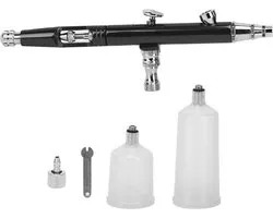 Mini Airbrush Paint Kit - Air Compressor Brush Spray Gun Art Paint Gun Kit for Hobby Models (Black)