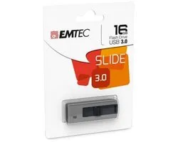 EMTEC II Slide B253 Series Flash Drive - 16 GB - USB 3.2 (Gen 1) - USB Stick - Slide - Gray