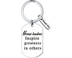 Boss Coach waardering cadeau team sleutelhanger Great Leaders Inspire Greatness in Others bedankje cadeau sleutelhanger voor trainer, baas, collega's