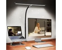 LED Bureaulamp met Klem - Bureau lamp - Klemplamp - 3 Lichtkleuren - Helderheid Verstelbaar - Zwart