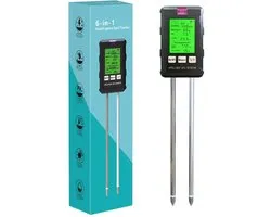 6-in-1 Bodem & Plantentester met LCD – pH/Vocht/Temp/Licht/Humidity/Vruchtbaarheid - Accurate Meting