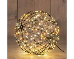 Anna's Collection Verlichte kerstbal - 3D - D18 cm - 200 led lampjes - warm wit - metaal - decoratie bol - kerstverlichting figuren