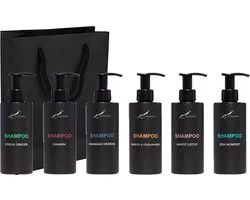 Shampoo Set - Fresh Ginger + Hamam + Hammam Herbal + Sweet Orange & Cedarwood + White Lotus en Zen Moment - Claudius Cosmetics - bodycare - met luxe gift tas - set van 6 stuks - Cadeau - giftset voor hem en haar