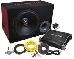 Ground Zero GZ BASS KIT 12.300 - Autosubwoofer - 12" Basreflex Subwoofer-behuizing - Complete Set met Versterker & Kabelset