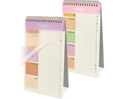 2pc Weekly Planner - A5 Sheets - Weekly Daily Planner - To Do List Pad - 52 Sheets - Tear-off Paper - Double-Sided Writing - Undated Daily Planner