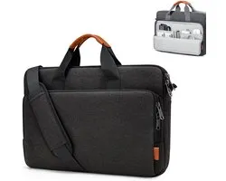 KZQ 17.3 inch studenten laptop computer tas - Lichtgewicht schoudertas en briefcase - Geschikt voor zaken reizen en school - Zwart