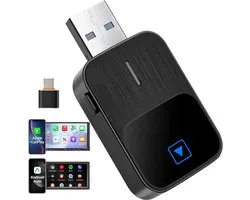 CarPlay draadloze adapter, draadloze adapter, Android Auto & Carplay, draadloze adapter, 2-in-1, plug and play, compatibel met iOS 10+ en Android 11+, stabiele verbinding