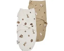 Meyco Baby Forest Animals Swaddlemeyco Inbakerdoek - Sand - 0-3 Maanden - 2-pack