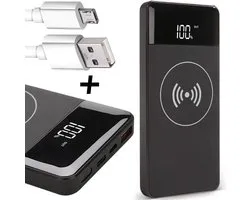 Powerbank sans fil + 2 câbles Micro-USB - 10000 mAh - pour Samsung / Huawei - TechNow