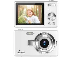 Camera - Digitale camera 1080p Full HD 44MP met 2,4 inch LCD-scherm - 16x digitale zoom - Compacte draagbare vlogcamera - Met 32 ​​GB SD-kaart - Voor kinderen - Tieners - Studenten en beginners (Wit)