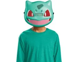Masque Pokémon Bulbasaur, accessoire de déguisement, sous licence officielle, facile à porter, idéal pour Halloween, vert