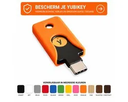 Housse de protection YubiKey 5C NFC - Étui clé de sécurité USB-C - Cache clé Yubico - Protection porte-clés anti-rayures - Support clé de sécurité NFC compact - Accessoire de protection des données professionnelles et personnelles - Orange