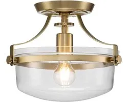 Quoizel LED Plafondlamp Penn Station | 1X E27 Max 60W | Dimbaar | Brushed Brass