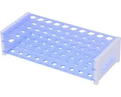 stonylab Test Tube Rack, 3-Blade Detachable Blue Plastic Holder Stand, For Scientific Lab Experiments, 18mm 40-Plats