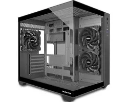 SnelShoppen - MUSETEX PC behuizing ATX Y6B, Gaming Computer Case, Tempered Glass, RGB Verlichting, Ruimte voor 6 Ventilatoren, Zwart, Geschikt voor Ga