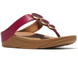 FitFlop Halo Bead-Circle Metallic Toe-Post Sandals Dames Slippers - Burnt Berry