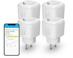 Set de prises intelligentes Zigbee - 4 pièces avec surveillance de la consommation d'énergie et fonction répéteur - Compatible avec Home Assistant, SmartThings, Alexa et Google Home - 16 A