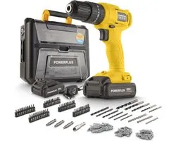 Powerplus - Yellow - POWXBOX004 - 20 V - Brossé - Vis, perceuse à percussion - 20V - avec 2 batteries 20V 1,3 Ah et chargeur - 158 acc.