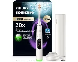 Philips Sonicare Next-Generation DiamondClean 8000 Elektrische Tandenborstel - Slimme Poetsdruksensor, Persoonlijke Coaching, Wittere Tanden en Gezonder Tandvlees - Wit - HX8311/11