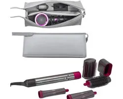 Haardroger PU Leather Draagbare, Travel Case Bag Organizer voor Dyson Airwrap Styler, Reizen Opbergtas voor Dyson Supersonic Hair Dryer, Hair Curler Accessoires (zilver)