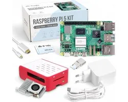 Raspberry Pi 5 16 GB koelingsset | 64 GB-editie | Officiële voeding 27 W | Behuizing met luchtstroom | Actieve koeler | Micro-HDMI-kabel 1 m