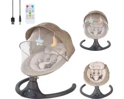 Bebies First Elektrische Wipstoel/ Schommelstoel Met Bluetoothfunctie Relax Met Kap & Speelboog - Beige