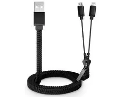 Jupio MicroUSB en Apple Lightning USB kabel - Rits design
