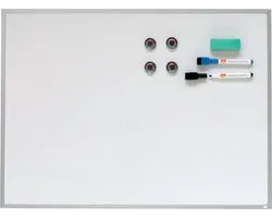 Nobo Magnetisch Whiteboard met Aluminium Lijst - 58,5 x 43cm - Inclusief Markers, Magneten en Wisser - Wit