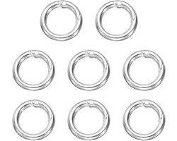 QUARKZMAN Spring O-Ring Clip, Pack of 8, Metal Spring Clasp, Key Ring, 25mm Round Keychain, Snap Closure, Accessories for Wallet, Shoulder Bag, Silver