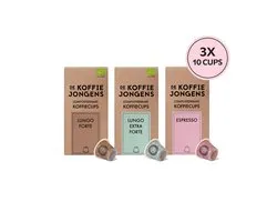 De Koffiejongens - Pack découverte - compatible Nespresso - café 100 % biologique - 3x10 capsules de café compostables
