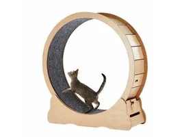 Deniva - Katten Loopwiel - Looprad Kat - Cat Wheel - Kattenspeelgoed - Krabpaal - Binnenkat - Speel Kattenwiel - 91 CM - Houtkleur