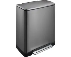 EKO - E-Cube recycling pedaalemmer 28+18 liter - Stainless steel Plastic - black steel - Prullenbak